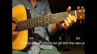 It Never Rains In Southern California. With easy chords and lyrics.