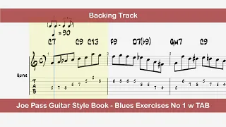 Joe Pass Guitar Style Book - Blues Exercises No 1 W TAB - BACKING TRACK