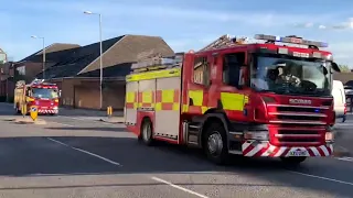 Fire engines diverted to a house fire with siren and lights