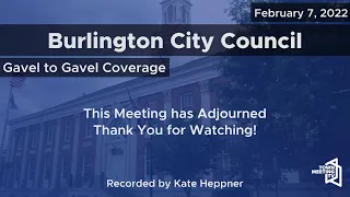 Burlington Board of Finance (5pm) and City Council (6:30pm) - 2/7/2022