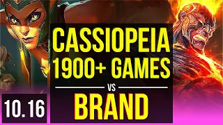 CASSIOPEIA vs BRAND (MID) | 1900+ games, 1.2M mastery points, KDA 7/1/3 | KR Diamond | v10.16