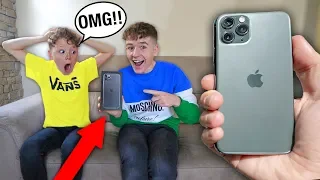 Surprising Little Brother with NEW iPhone 11 Pro *EMOTIONAL*