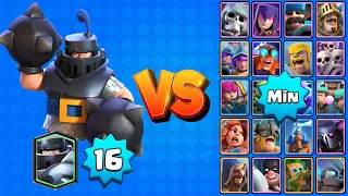 MEGACABALLERO NV16 VS TODAS LAS CARTAS AL MINIMO | Clash Royale