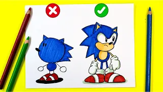 🔴 Coloring and Drawing SONIC  CHARACTER  👉  How to Draw SONIC ⭐