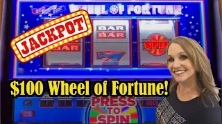 High Stakes Slot Drama - Greg Saved Us on $100 Wheel of Fortune Slot Machine!