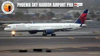 4K HD Rainy Morning Plane Spotting Phoenix Sky Harbor Airport PHX