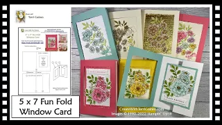 Cottage Rose 5 x 7 Fun Fold Window Cards with PDF Download