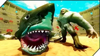 АКУЛА МЕГАЛОДОН против ЙЕТИ - Игра Beast Battle Simulator