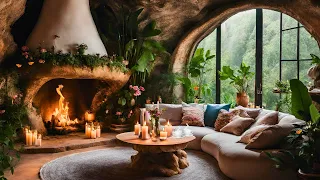Fantast Study Room | Spring Morning in Tropical With Soothing MUSIC⛅ Relaxing Sounds of Fire & Birds