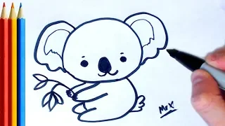 (fast-version) How to Draw Koala - Step by Step Tutorial For Kids