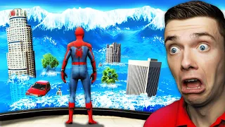 Surviving HUGE TSUNAMI As SPIDER-MAN In GTA 5 (Disaster)