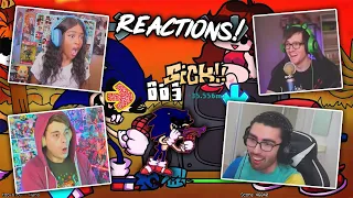 Youtuber's React To Friday Night Funkin' V.S. Sonic.EXE! | too-slow