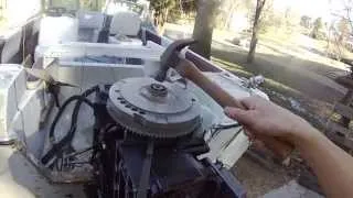 mercury outboard 90hp (2 cycles, 3 cylinders) tear down part 2 - removing exhaust plate, flywheel