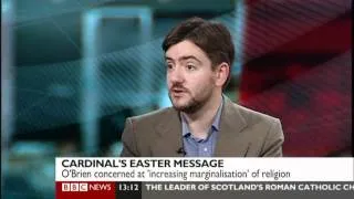 Andrew Copson discussing crosses in the workplace, on BBC News