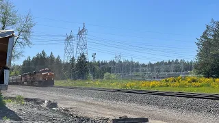 BNSF X-TACKSH Grain train heads eastbound on Stampede pass Sub in Covington WA