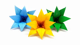 Origami Flowers No Glue - How To Make Paper Flower Without Glue - Paper Flower Origami 3D Model