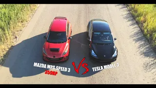 Mazda MPS Speed 3 vs Tesla M3. Горячий хэтчбек дает жару)