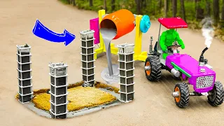 Diy tractor making mini High Power Concrete Mixer | Diy mini Concrete House Construction