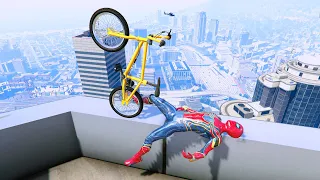 GTA 5 - Spiderman BMX Parkour Jumps Vol.46 (Euphoria Ragdolls)