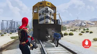 Spiderman Finally Stop The Train in GTA 5 | Spiderman Jumps_Fails Vol.4 || Gaming Simul