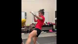 Weili Zhang warming up for Rose Namajunas #Shorts