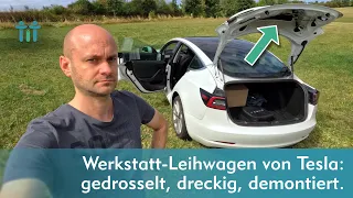 Werkstatt-Leihwagen von Tesla: Mit Software-Einschränkungen und fehlender Verkleidung