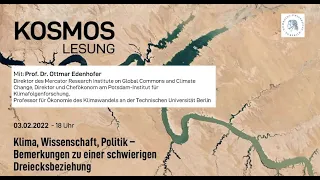 KOSMOS Lesung mit Ottmar Edenhofer: Klima, Wissenschaft, Politik