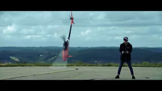 RC helicopter Goblin Comet vs Tesla P85D drag race