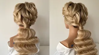 Braided Hollywood ponytail with hair extensions