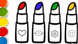 How to draw lipstick step by step/ easy lipstick drawing for kids/ drawing colouring and painting