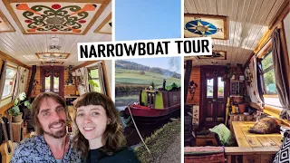 NARROWBOAT Home TOUR | A Look Inside Our Off Grid TINY Floating Home!