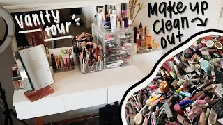 Organize & De-Junk ALL MY MAKEUP with me! (Vanity Organization + Tour)