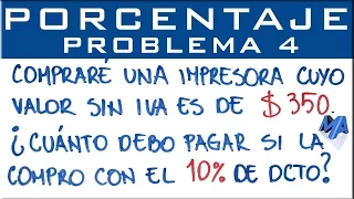 Porcentaje problemas de aplicación | Ejemplo 4