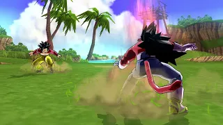 Dragon Ball Z Budokai HD Collection Goku ssj4 vs Vegeta ssj4 (COM vs COM) Battle Gameplay
