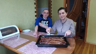 Вечірній раціон для биків!!! Картопляна і ... пхана м'ясна ковбаса🔪🔪🔪