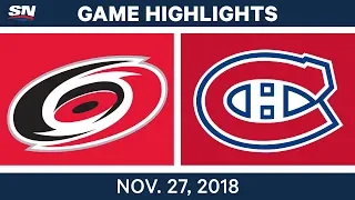 NHL Highlights | Hurricanes vs. Canadiens - Nov 27, 2018