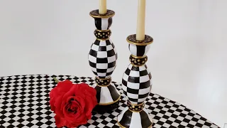 MacKenzie Childs Inspired - DIY - Trash to Treasure - Candlesticks