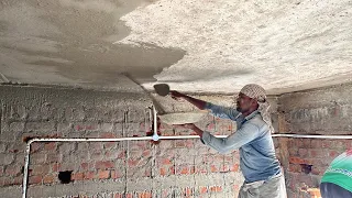 Ceiling plastering Techniques_ Roof Concrete ceiling perfect Plaster with cement|Plastering skills