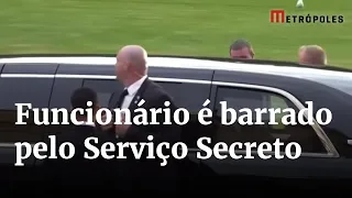 Funcionário tenta abrir porta da limousine de Biden e é barrado pelo Serviço Secreto em Buckingham