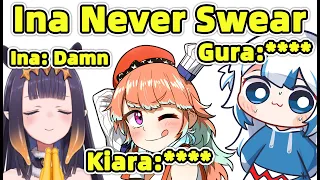 ✅Ina Swears Like a Pro Well Mannered, Gura & Kiara Shocked (Hololive EN)