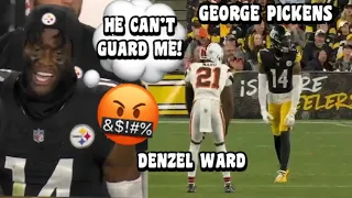 George Pickens Vs Denzel Ward 🤬 HEATED! (WR Vs CB) Browns vs Steelers 2023 highlights
