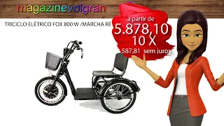 Preço do Triciclo Elétrico 800W Freio a Disco com Ré Farol e Alarme Fox Vermelho - Duos Bike