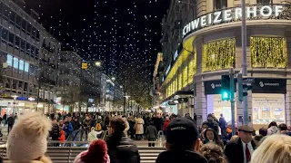 Zurich Christmas lights Bahnhofstrasse walk (4K, HDR, 60 fps), November 2022