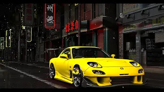 Mazda Rx-7 FD  |  Japan Yokohama Streets Rainy Night  |  Cinematic  |  Assetto corsa