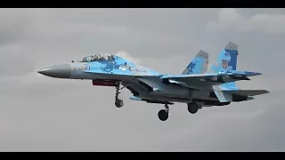 Su-27 Flankers and Il-76 of the Ukrainian Air Force arrive at RIAT 2017