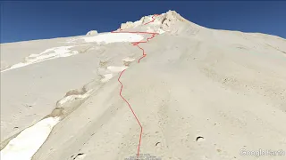 Mt. Hood south side climbing route Google Earth overview