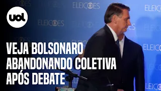 Vídeo mostra momento em que Bolsonaro abandona entrevista coletiva após debate da Globo