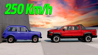 LADA NIVA vs DODGE RAM TRX 250 Km/h CRASH TEST! - BeamNG