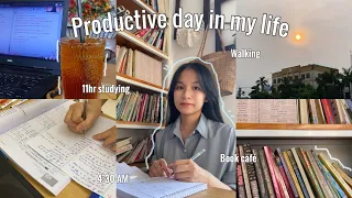 Study vlog 💌| A productive day in my life, 11 Hours studying, doing housework, waking up at 4AM, ...