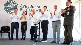 Inauguración de la primera etapa del acueducto El Cuchillo II, desde Nuevo León